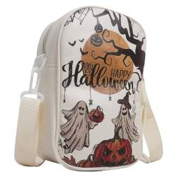 ARVALOLET Halloween PU-Umhängetasche, Kürbis-Umhängetasche, große Kapazität, gruselige Handytasche, verstellbarer Riemen, Gothic-Schultertasche, Reißverschluss, neuartige Schultertasche von ARVALOLET