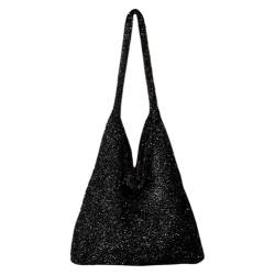 ARVALOLET Umhängetasche für Damen, gestrickte Unterarmtasche mit Druckknopfverschluss, Tragetasche, solide Hobo-Tasche für Geschäftsreisen von ARVALOLET