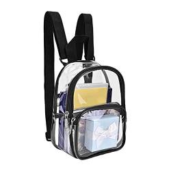 Klarer Damen-Rucksack, Stadion-zugelassen, transparenter Mini-Rucksack, strapazierfähiger, kältebeständiger transparenter PVC-Rucksack mit schwarzem Rand for Arbeit, Sicherheit, Reisen und Stadion, von ARVALOLET