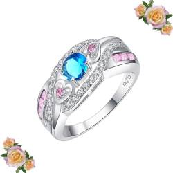 Zierlicher Verlobungsring, Hochzeitsschmuck, Geschenk, Ringe für Frauen, 925 Sterling Silber Herzring, (9#,1PC-W) von ASEENXPS