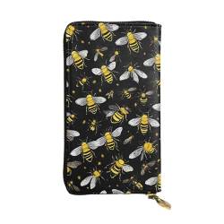 ASPOIJHN (Bumble Bees) bedruckte lange Geldbörse für Damen, mit Reißverschluss, Einkaufs-Clutch, Geldbörse mit Kartenfach, Münzfach, Schwarz , Einheitsgröße von ASPOIJHN