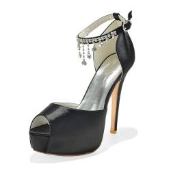 ASSYA Damen Open Toe Plattform High Heels, modische Schnalle Stiletto Sandalen, geeignet für Hochzeitsfeiern und Nachtclubs,Schwarz,39 EU von ASSYA