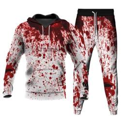 ATZTD Herren Halloween Jogginghose und Hoodie Trainingsanzug Hoodie Pullover Jogger Unisex Set (Halloween2,M) von ATZTD