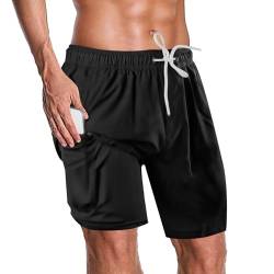 AUFIKR Badeshorts für Herren Herren Doppelschicht Beach Shorts mit Kompressionsfutter 2 in 1 Board Shorts mit Taschen Surfen Sport Surfbrett Shorts von AUFIKR