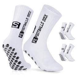 AVABEST Fussball Socken 2 Paar Grip Socken Fussball 35-39 für Damen Kinder und Teenager Fußballsocken Rutschfeste Sportsocken für Basketball Laufen Radfahren Tennis, Weiß von AVABEST