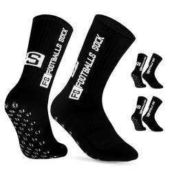 AVABEST Fussball Socken Herren 2 Paar Grip Socken Fussball für Männer 46-50 Fußballsocken Rutschfeste Sportsocken für Basketball Laufen Radfahren Tennis, Schwarz von AVABEST