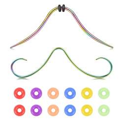 AVYRING 16G Schnurrbart Septum Ring, 316L Edelstahl Septum Ringe, Septum Piercing Hänger mit farbigen DIY Gummiringen, Septum Piercing Schmuck für Männer Frauen, Regenbogen von AVYRING