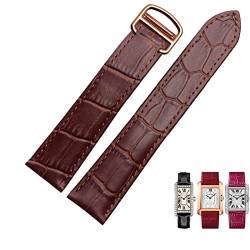 AXUEQIN Uhrenarmband aus echtem Leder, 1617/18/20/22/23/24/25 mm, Armband für Herren/Damen, Ersatzarmbänder für Cartier Tank Solo (braunes Roségold, 23 mm) von AXUEQIN