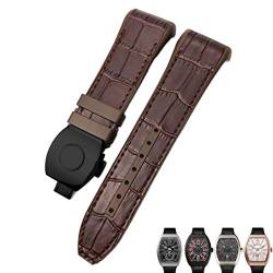 AXUEQIN Uhrenarmband für Franck Muller, 28 mm, Rindsleder, Silikon, Nylon-Gummi, Faltschnalle, Uhrenarmbänder für Herren, Braun / Schwarz, 28 mm von AXUEQIN