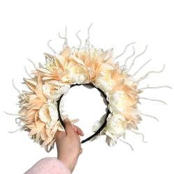 AYPOHU Frühlingsblumenkronen Blumengirlanden Stirnband Braut Hochzeit Frauen Mädchen Stimulierter Blumenkranz Haarband Haarband von AYPOHU