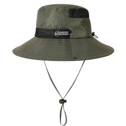 AYPOW Sonnenhut Herren Damen Outdoor, Fischerhut mit Breite Krempe UV Schutz Faltbar Safari Hut, Wanderhut Angelhut mit Verstellbar Kinnband Buschhut Boonie Hat Winddicht Leicht und Atmungsaktiv von AYPOW