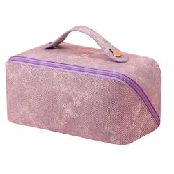 Kosmetiktasche Make-up Tasche PU Leder Tragbare Reise Waschen Kosmetik Tasche Toilettenartikel Organizer Weibliche Lagerung Handheld Box Große-kapazität(Color:Purple) von AYWTIUN