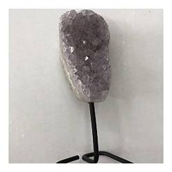 Natürlicher Kristallstein, kleiner Eisenständer, Amethyst-Cluster-Edelstein, modernes, minimalistisches Exemplar, Feng Shui, Heimdekoration, Geschenk, Meditationsgeschenk ERTEYIN(Color:Amethyst 6) von AZOOB