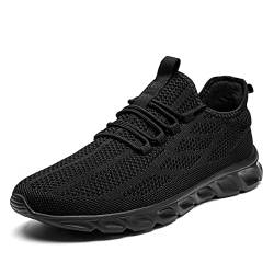 AZSDXS Laufschuhe Herren Atmungsaktive Sportschuhe Sneaker Turnschuhe Running Schuhe Straßenlaufschuhe Tennisschuhe Leichte Joggingschuhe Freizeit Trainingsschuhe fitnessstudio Schwarz 46 von AZSDXS