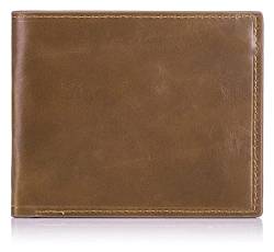 AZUMIO Kurze Herren-Geldbörse, Retro, lässig, mehrere Karten, multifunktional, dreifach gefaltet, Münzgeldbörse, Press Line Brown Bifold, Einheitsgröße von AZUMIO