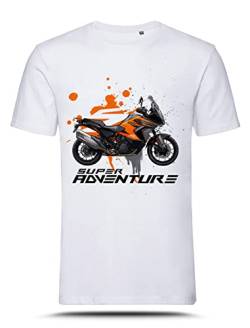 AZgraphishop T-Shirt mit Grafik 1290 Super Adventure S 2021 On Orange Splatter Style TS-KT-005, Weiß, M von AZgraphishop