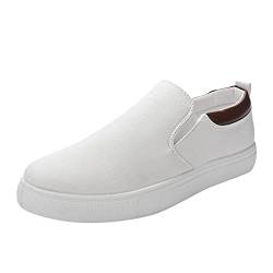 AaaozKjie Schwarze Sneaker Herren niedrigem Fuß modisch für Herren Weiße Sneaker Herren (White, 43) von AaaozKjie