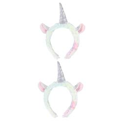 Abaodam 2 Stk Einhorn Stirnband Flauschiger Haarreif Einhorn-stirnband Für Frauen Einhorn-horn-stirnband Cosplay-kostüm-haarband Regenbogen-stirnband Einhorn Haarschmuck Kind Eis Tuch Tier von Abaodam