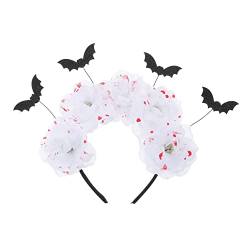 Abaodam Fledermaus Stirnband Halloween-haarschmuck Gruseliges Haarband Halloween-party-haarband Halloween-blumen-haarband Halloween-party-kopfschmuck Weiß Cosplay Ghost Braut Schmücken von Abaodam