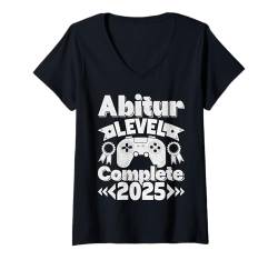 Damen ABITUR LEVEL FREIGESCHALTET 2025 Abi Lustiges Abiturienten T-Shirt mit V-Ausschnitt von Abitur Geschenk Abi Geschafft Lustiges Zocker