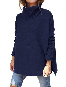 Abtel Damen Rollkragen Solid Color Zopfmuster Pullover Grob Pullover Winter Warm Strickpullover Tops Langarm Rollkragenpullover Winterpullover Marine S von Abtel