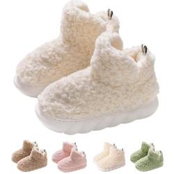 Accrue Winter Soft Warm Bootie Fleece Booties, Memory Foam Slip-On Booty Slipper, Women's Lovely Fleece Booties with Rubber Sole (Weiß,40) von Accrue