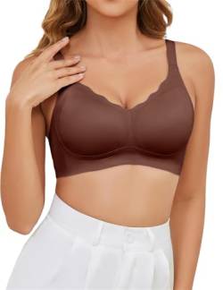 Actcat Bequemer BH für Damen ohne Bügel BH für Damen stilvoll Bra T-Shirt BH für Damen Push Up BH Keine Spur Klassischer BH,Brown,XL von Actcat