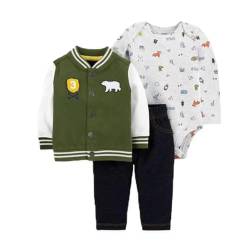 Acuryx Baby Jungen Mädchen Bekleidungssets 3 Stück Warme Mäntel mit Kapuze + Strampler Tops + Hosen Trainingsanzug für 6-9 Monate von Acuryx