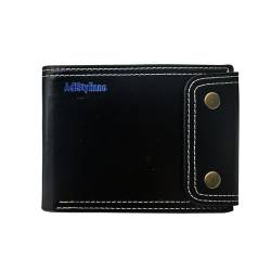 AdiStylinno Geldbörse Herren, Vintage Doppelknopf PU Leder Wallet Kreditkarteninhabern Bifold Geldbeutel mit 9 Kartenfächern und 2 Geldfächern Portmonee für Männer (Schwarz) von AdiStylinno