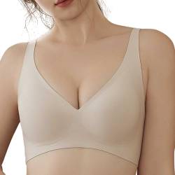 Adicloz Nahtloser Minimizer BH Ohne Bügel Damen, V-Ausschnitt Soft BH Ohne Buegel Push Up, BH Breite Träger Komfortabler Schlaf BH, Komfort Elastizität Seamless BH Zero Feel Bralette BH Nahtlos von Adicloz