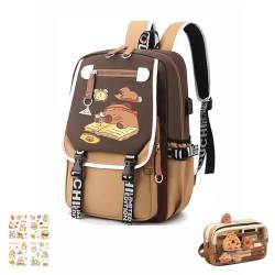 Capybara Rucksack, Süßer Kawaii Rucksack, Süßer Capybara-Schulrucksack für Schüler, Kawaii Schultasche für Kinder mit Capybara Federmäppchen (B) von Adius