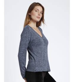 Admas für Damen. 43493-0-001225 T-shirt Langarm Warm Knot blau (M), Lässig, Polyester von Admas