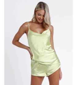 Admas für Damen. 60147-0-000353 Satin Luxe Trägerloser Pyjama (M), Grün, Polyester, Ärmellos / Hosenträger von Admas