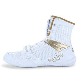 Adoff Unisex Boxschuhe Männer ma'am Kniebeugenschuhe Ringerschuhe Jugend Muay Thai Taekwondo Boxen Trainingsschuhe Kampfsportschuhe AtmungsaktivGroße 46 47(Weißgold,30) von Adoff