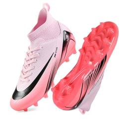 Herren Fußball Schuhe Professionelle neutrale Männer und Frauen allgemeine Outdoor Fußball Schuhe Trainingsschuhe AG Sportliche Rasen Sportschuhe Rutschschutz (Rosa T,37) von Adoff