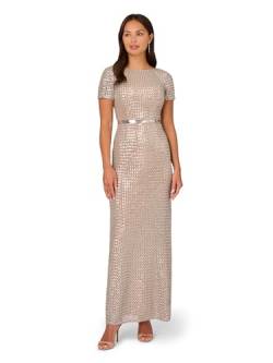 Adrianna Papell Damenkleid mit Pailletten, Silber/Nude, 46 von Adrianna Papell