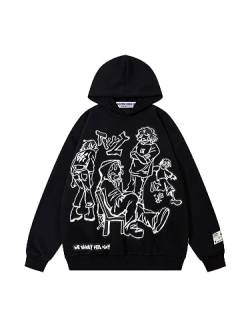 Aelfric Eden Kapuzenpullover Oversize Unisex Hoodie Mit Kapuze Pullover Y2K Graphic Sweatshirt Baumwolle Langarm Sport Style Oberteile Tops Streetwear Schwarz L von Aelfric Eden