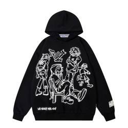 Aelfric Eden Kapuzenpullover Oversize Unisex Hoodie Mit Kapuze Pullover Y2K Graphic Sweatshirt Baumwolle Langarm Sport Style Oberteile Tops Streetwear Schwarz XL von Aelfric Eden