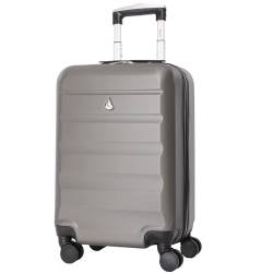 Aerolite 55x35x25cm Hartschalen-Koffer Handgepäck mit 4 Rollen Bordgepäck Maximale Größe für Air Europa, Air France, ITA Airways, KLM & Transavia 5 Jahre Garantie (Holzkohle) von Aerolite