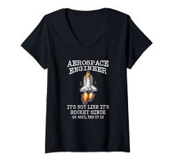Damen Luft- und Raumfahrtingenieur ist nicht wie Raketenwissenschaft, Oh Ja, es ist T-Shirt mit V-Ausschnitt von Aerospace Engineering tee by Elbes
