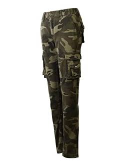 Camouflage Hose Damen Cargohose Strecken Arbeitshose Cargo Hose Damen y2k schlanke Passform Mehrere Taschen Camo 169 US 2 - DE 30 von Aeslech