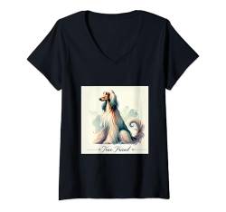 Damen Afghanischer Hound Shirt Hund Mama Papa Balkh Baluchi Tee Doggie Pet T-Shirt mit V-Ausschnitt von Afgan Hound Gifts and Doggie Shirts