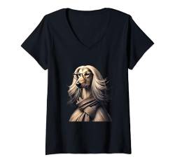 Damen Afghanischer Hound Shirt Hund Mama Papa Balkh Baluchi Tee Doggie Pet T-Shirt mit V-Ausschnitt von Afgan Hound Gifts and Doggie Shirts