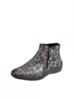 Afibel Low Boots Breite Komfort Reißverschluss Leder Fantasy, Blumendruck, 38 EU Large von Afibel