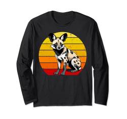 Vintage-T-Shirt für Liebhaber afrikanischer Wildhunde und Hunde bei Sonnenuntergang Langarmshirt von African Wild Dog Wild dog Men Lover
