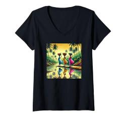 Damen Afrikanische Kunst, Afro-Frauen, Tragekörbe, lebendige Farben T-Shirt mit V-Ausschnitt von Afro Pride Merch