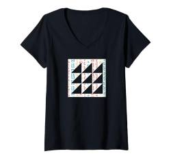 Damen Afrikanisches Adinkra-Muster, dreieckiges quadratisches Gitter, Ghana-Stil T-Shirt mit V-Ausschnitt von Afro Pride Merch