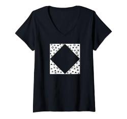 Damen Afrikanisches Muster, geomatrische Rautenform, Adinkra-Stil T-Shirt mit V-Ausschnitt von Afro Pride Merch