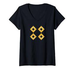 Damen Afrikanisches Muster, minimale geomatrische Raute, Adinkra-Symbole T-Shirt mit V-Ausschnitt von Afro Pride Merch