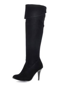 Agiyenna Damen Spitze Zehe High Heel Stiefel mit Seitlichem Reißverschluss Overknee Stiefel Hohe Stiefel PU Lederstiefel oder Wildlederstiefel mit Stilettos Einfarbige Lässige Stretch Kniestiefel von Agiyenna